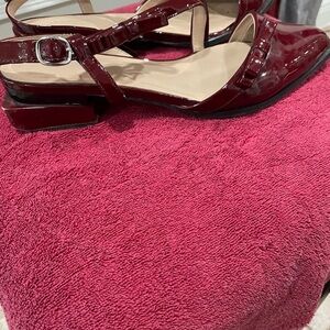 Chic Burgundy Patent Leather Women's Flats
